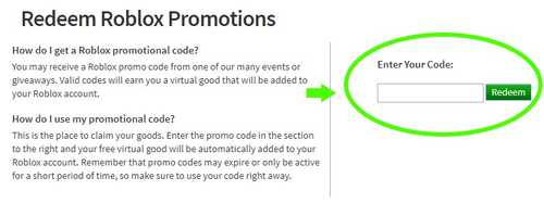 roblox code redeem page